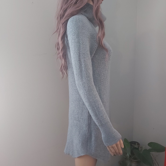 Aritzia Wilfred Free gray merino wool turtleneck knit sweater dress long line - Picture 4 of 14